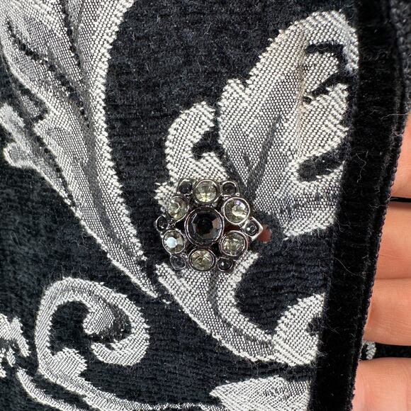 VTG Lovely Blazer Jacket Womens 12 Black White Baroque Damask Pattern 3-Button - Picture 4 of 15